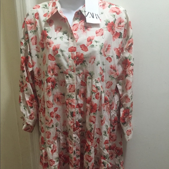 Floral Dress with asymmetrical hem. Zara💥Size Med - Picture 7 of 10